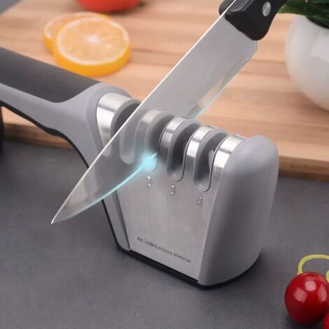 Affilacoltelli professionale, 4 in 1 per coltelli e forbici da cucina con base in gomma antiscivolo.