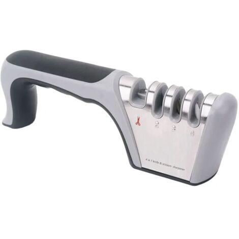 Affilacoltelli professionale, 4 in 1 per coltelli e forbici da cucina con base in gomma antiscivolo.