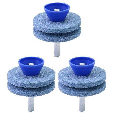Affilatrice per lame di tosaerba 3 pezzi, affilatrice per attrezzi da giardino, compatibile con trapani elettrici e trapani manuali, blu