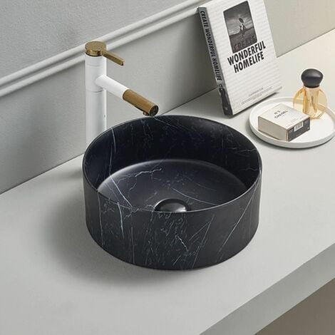 Affine Round Countertop Basin Marble Black - 301 x 301mm