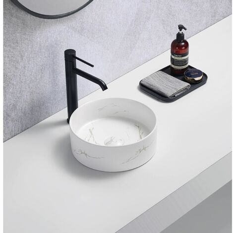 Affine Round Countertop Basin Marble White - 301 x 301mm