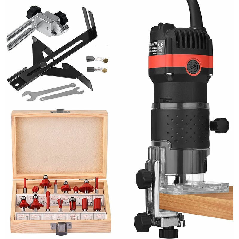 Start - Affleureuse Défonceuse Diamètre 6,35 mm 30000 TR/Min Défonceuse affleureuse électrique avec 15 Jeux de Fraises