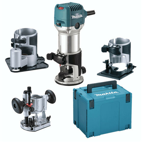 Affleureuse défonceuse  MAKITA RT0702CX3J 710W Ø8 mm en MAKPAC avec 4 bases