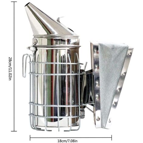 Affumicatore per arnie, attrezzatura per apicoltura, di grandi dimensioni, in robusto acciaio inossidabile, con soffietto per una circolazione dell'aria superiore e un'eccellente emissione di fumo per