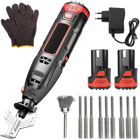 Affûteur de Chaîne Tronçonneuse Électrique Sans Fil, Aiguiseur avec 9 Têtes Meulage, Brosse en Alliage & Guide d’Angle Réglable 25°/30°/35°, USB, pour Tronçonneuses -
