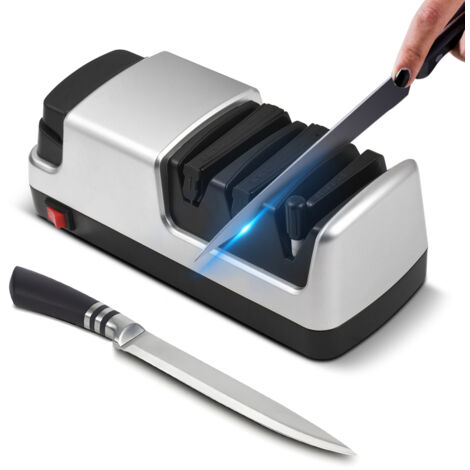 Affûteur de couteaux électrique 4 en 1 pour couteaux de cuisine, avec abrasifs diamantés, pour affûter et polir les couteaux à lame lisse, en céramique, dentelée et les ciseaux.