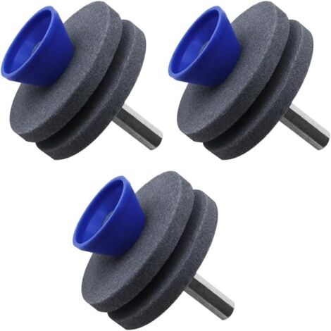 Affûteur de lame de tondeuse à gazon durable pour outils de jardin, perceuse électrique, double couche, 3 pièce (gris)