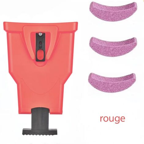 Affûteur de tronçonneuse, ensemble d'affûteur de tronçonneuse avec 3 pierres à aiguiser, outils de travail du bois rapides pour bûcherons, tondeuses à gazon, tronçonneuses（rouge）