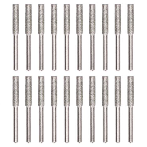 Affûteur de tronçonneuse, tête de meulage, lime rotative, ensemble d'outils d'affûtage, argent 4.8mm, 20 pièces