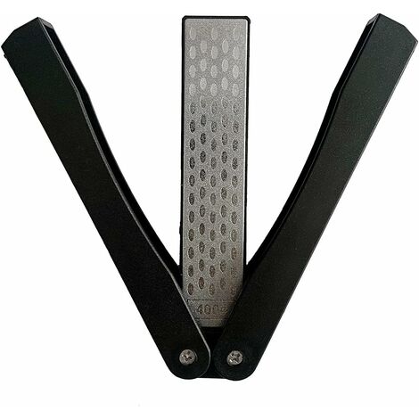 Affûteur Diamanté, Aiguiseur Double Face de Couteau, Pierre à Aiguiser en Diamant , Format de Poche Pliable 400/600 Grain, L'Outil D'Affûtage Pliante Pour la Cuisine de Camping en Extérieur Noir 125x3