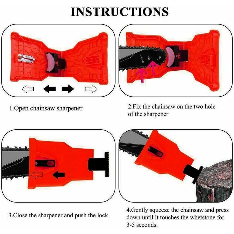 Affuteuse Chaine Tronconneuse avec Kit de 3 Pierres à Aiguiser Affuteuse de Chaine Tronconneuse Kit Affutage Chaine Trononneuse Affuteur Chaine