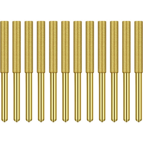 Affûteuse de chaîne pour tronçonneuse Affûteur de tronçonneuse diamant plaqué titane Burr Stone Lime Meules d'affûtage diamantées pour scie à chaîne Pierre Jewerly Wood 12 pcs 5/32 pouces, 4.0mm