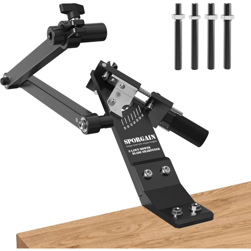 Affûteuse de lames de tondeuse à gazon, cadre réglable de 15° à 45°, avec roulement à billes, poignée pour lames droites et gauches, à utiliser avec