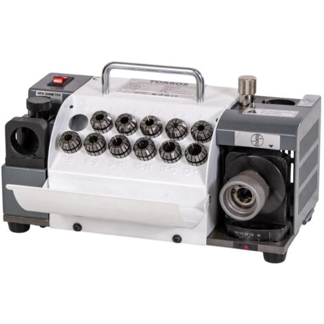 Affûteuse de mèches pratique de 3 à 13 mm 5500 rpm 0,12 kW 230V y compris 11 pinces ER20 et meule CBN Torros AM13E