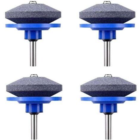Affûteuse de Tondeuse à Gazon,4 PCS Universel Tondeuse À Gazon Affûteuse De Lame Rotative Meuleuse De Jardin Pierre De Roue pour Perceuse Électrique Perceuse À Main Kit De Réparation