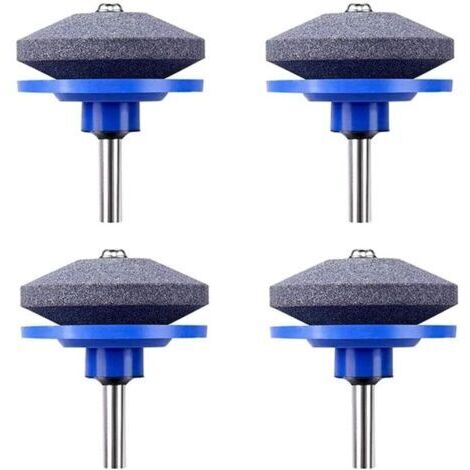 Affûteuse de Tondeuse à Gazon,4 PCS Universel Tondeuse À Gazon Affûteuse De Lame Rotative Meuleuse De Jardin Pierre De Roue pour Perceuse Électrique Perceuse À Main Kit De Réparation