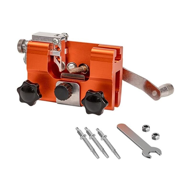 Aiperq - Affûteuse de tronçonneuse portable universelle - Kit d'affûtage à manivelle avec 3 tiges d'affûtage pour tronçonneuses de 8 à 22 pouces et