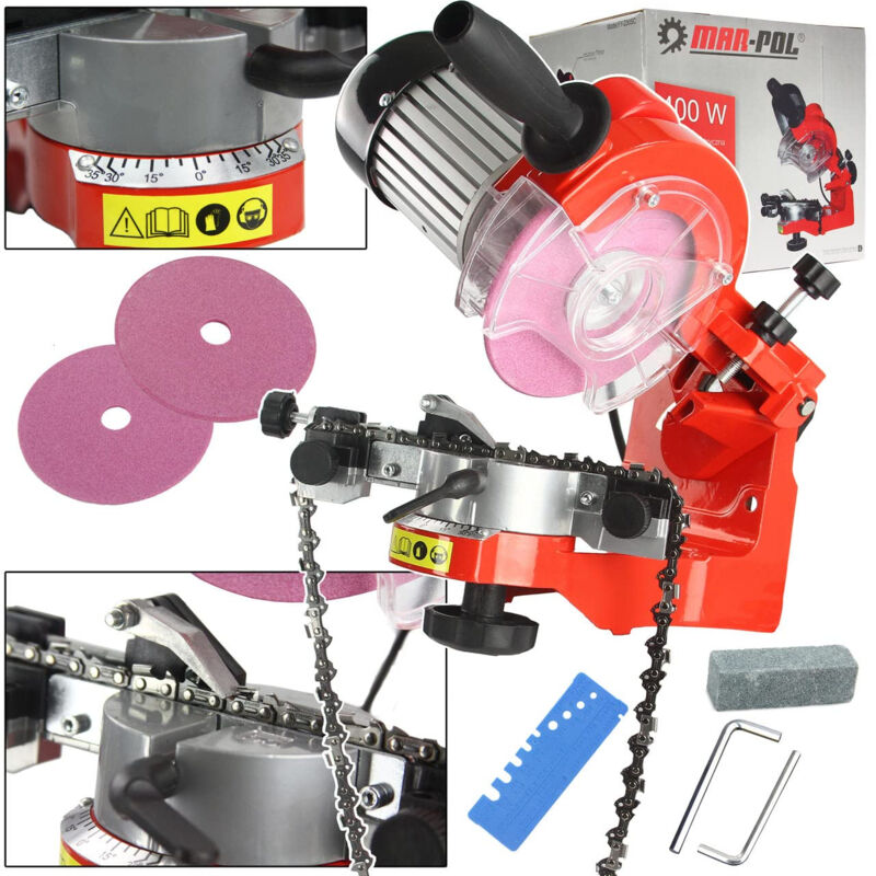 Affûteuse Pour Tronçonneuse Électrique 400 W Universelle Affûteuse Affûteuse Chaîne Professionnelle 2 Disques Inclus Meule D