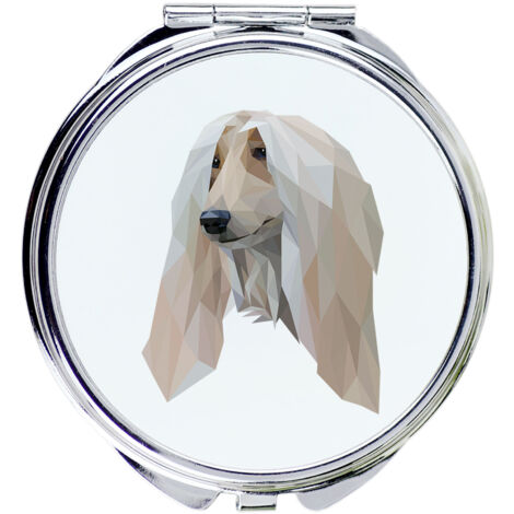 Afghanischer Windhund - Spiegel mit Foto und geometrischer Aufschrift von Art-Dog
