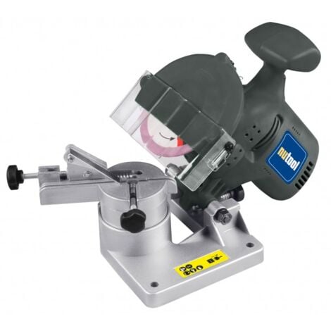 Afilador de cadenas para motosierra 220W – Nutool, 7500 rpm, ángulo de afilado ajustable, montaje en banco o pared, ideal para mantenimiento forestal, color naranja