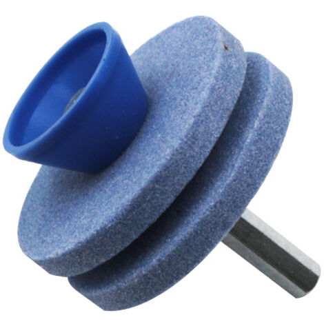 Afilador de cuchillas para cortacésped, rueda afiladora para herramientas de jardín, afilador de repuesto para cortacésped (azul)