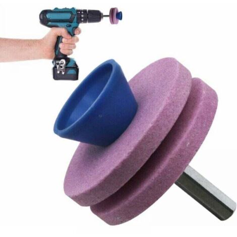 Afilador de cuchillas para cortacésped, rueda de afilar para herramientas de jardín, afilador de repuesto para herramientas de cortacésped (rosa)