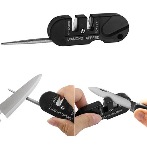 Afilador de cuchillo portatil 4 en 1  Negro