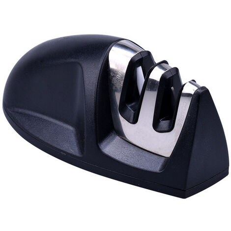 Afilador de cuchillos de cocina profesional 2 en 1 Afilador manual para cuchillos de acero inoxidable y cerámica de todos los tamaños, base antideslizante negra