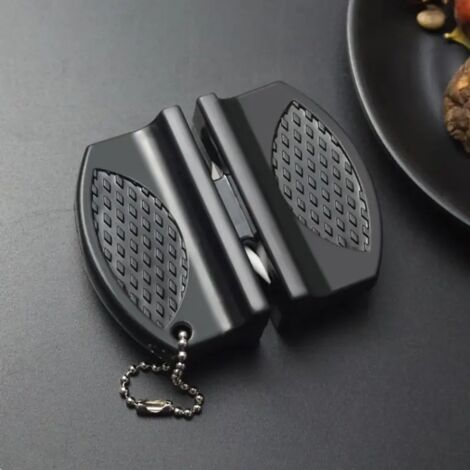 Afilador de cuchillos de cocina, rápido, multifuncional, fácil y seguro de afilar, acero de tungsteno, para cuchillos, herramientas, piedra de afilar, negro