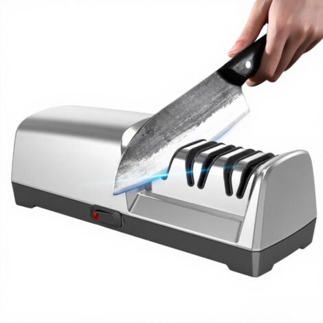 Afilador de cuchillos eléctrico TG2302, sistema de 3 etapas (15 y 20 grados), acero inoxidable, para cuchillos de cocina, con función de afilado y pulido rápido.