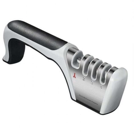 Afilador de cuchillos profesional (negro), 4 en 1, con base antideslizante, para cuchillos y tijeras, manual.