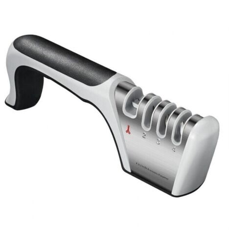 Afilador de cuchillos profesional (negro), 4 en 1, con base antideslizante, para cuchillos y tijeras, manual.