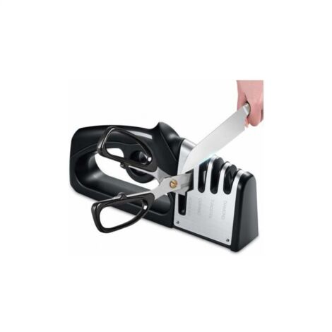 Afilador de cuchillos y tijeras de cocina 4 en 1, Afilador de cuchillos profesional, Afilador de cuchillos con borrador antideslizante para cuchillos de acero inoxidable y cerámica