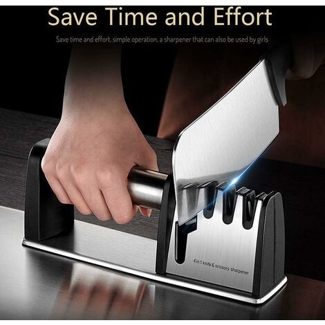 Afilador manual Afilador de cuchillos 4 niveles Versión actualizada Afilador de tijeras Para tijeras, afilador de cuchillos para cuchillos de chef, cuchillos de cocina, cuchillos de cocina y tijeras,