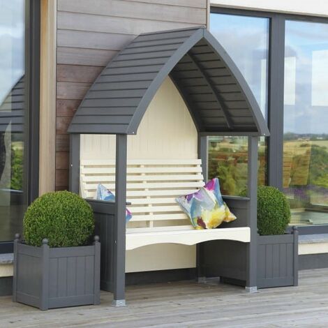 AFK Cottage Arbour Wooden Garden Seat Chair Bench Charcoal Grey & Cream FSC