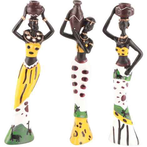 Afrikanische Frauenfigur aus Kunstharz, Dekorative Skulptur für Büro und Zuhause