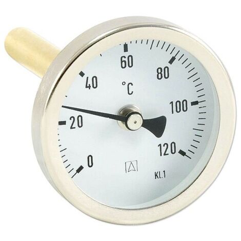 AFRISO Bimetall-Industriethermometer - Gehäuse Stahlblech verzinkt (Ø 63 mm), 1/2'' x 63 mm, Skala 0-120 °C