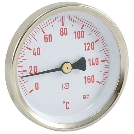 AFRISO Bimetall-Solar-Thermometer - Gehäuse Stahlblech verzinkt (Ø 63 mm), 1/2'' x 40 mm, Skala 0-160 °C, ROT