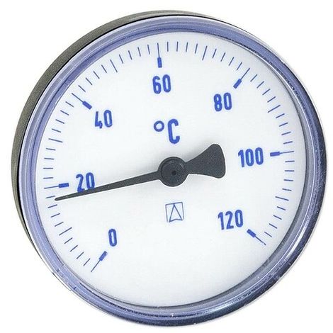 AFRISO Bimetall-Thermometer - Gehäuse ABS-Kunststoff schwarz (Ø 63 mm), 1/2'' x 40 mm, Skala 0-120 °C, BLAU
