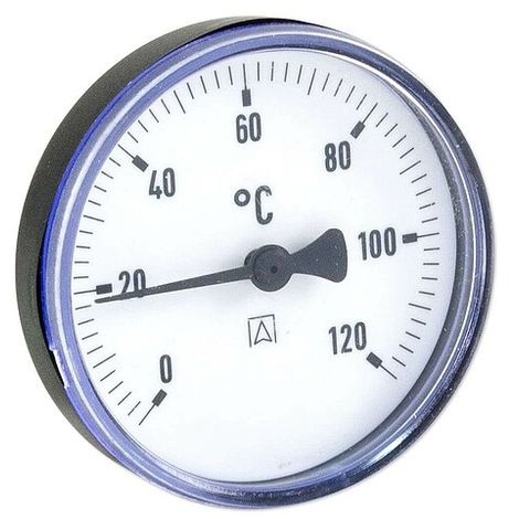 AFRISO Bimetall-Thermometer - Gehäuse ABS-Kunststoff schwarz (Ø 63 mm), 1/2'' x 40 mm, Skala 0-120 °C, SCHWARZ