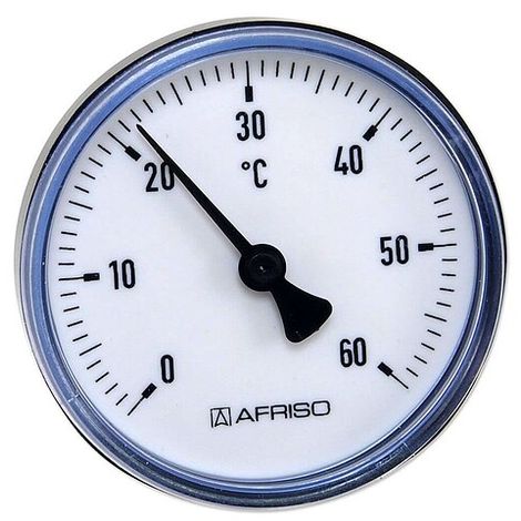 AFRISO Bimetall-Thermometer - Gehäuse ABS-Kunststoff schwarz (Ø 63 mm), 1/2'' x 40 mm, Skala 0-60 °C, SCHWARZ