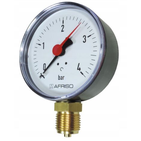 Afriso  Manomtre Standard RF 63 - 0-4 bar - 63 mm - Précision 1,6 - Pour Gaz et Liquides