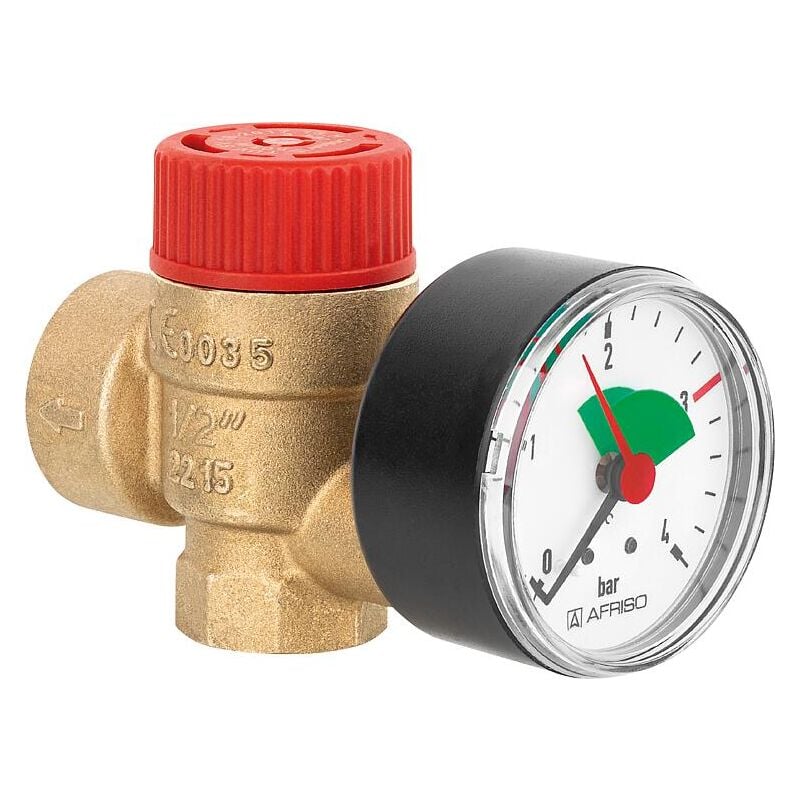 Afriso Sicherheitsventil Überdruckventil Heizung mit Manometer 3,0 bar Heizungsanlage 9001610