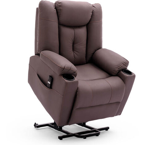 AFTON ELECTRIC FABRIC SINGLE MOTOR RISER RECLINER LIFT MOBILITY TILT CHAIR BROWN