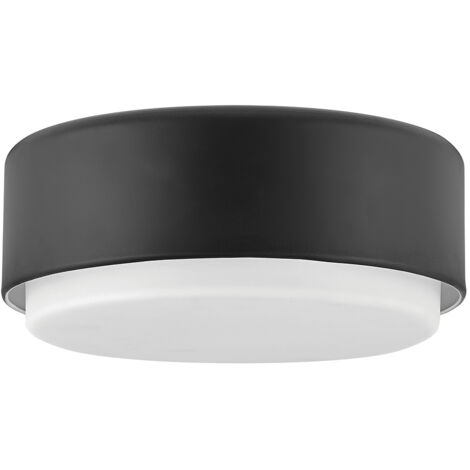 Afwerking: Zwart Materiaal: Staal, Opaalglas Hoogte: 12,2 cm Diameter: 30,5 cm Lamptype: E27 Aantal lampen: 2 Inclusief lamp: Nee Dimbaar: Ja - Dimbare lampen vereist Gewicht: 3 kg Wattage (m
