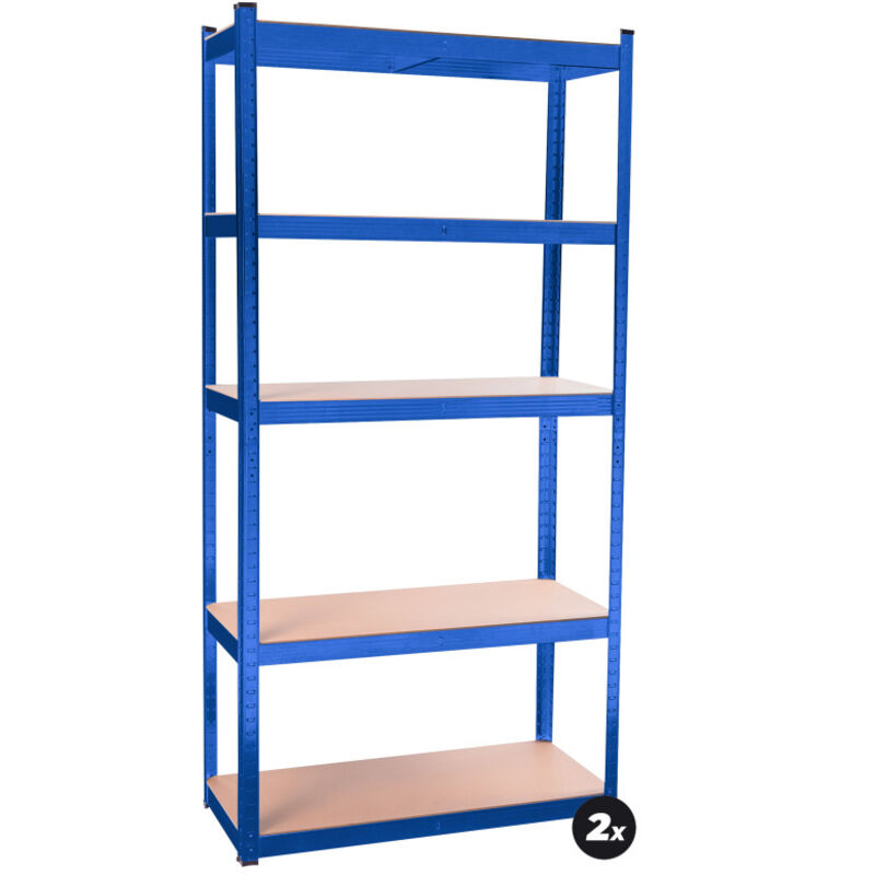 Image of Aga 2x Scaffale in metallo 180x90x40 cm 5 ripiani Blu