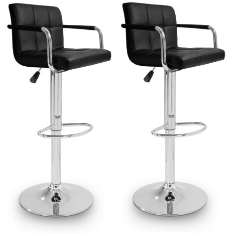 Aga 2x Silla de bar con reposabrazos Negra