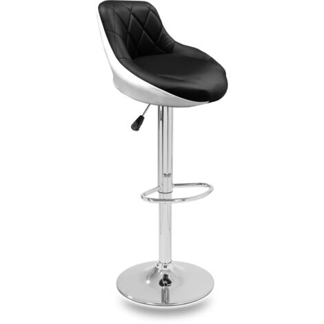 Aga 2x Taburete de bar Plateado/Negro-blanco