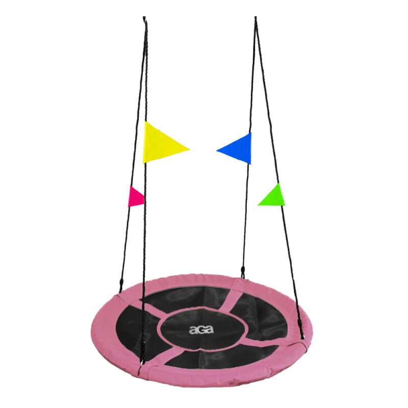 Aga24 - Aga Cercle suspendu à bascule 90 cm Rose avec drapeaux