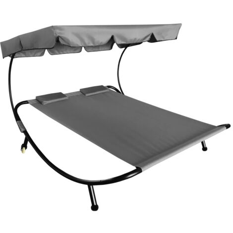 Aga Chaise longue de jardin pour deux personnes avec auvent Gris